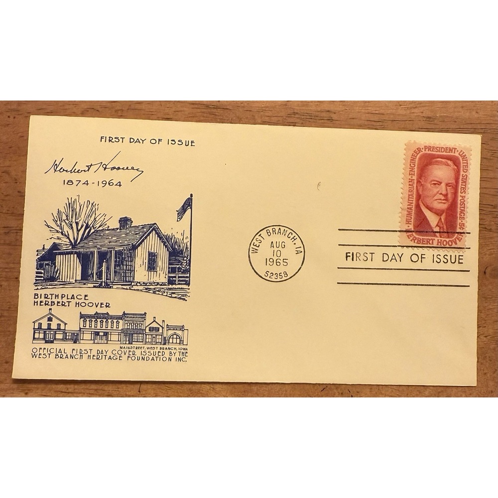 1269 Herbert Hoover FDC West Branch, IA 1st Des Moines Philatelic Society Cachet